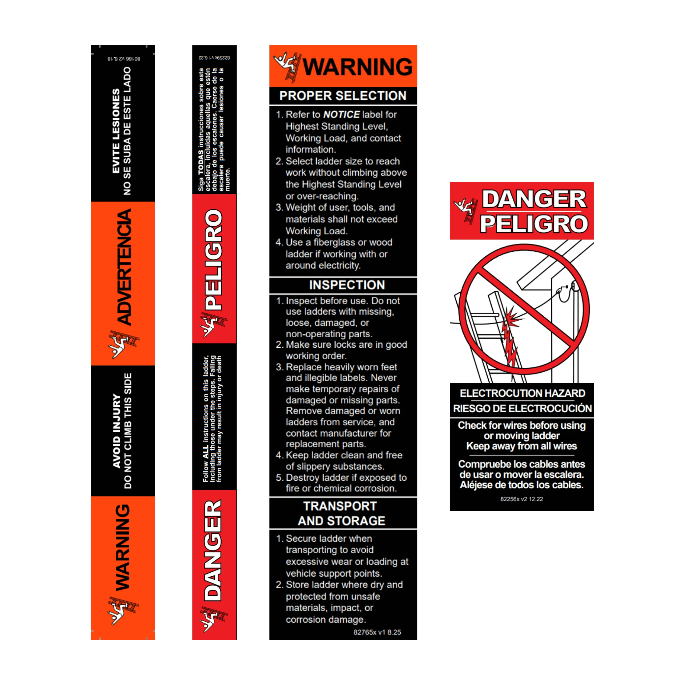 Label Kit (English/Spanish) for Aluminum Stepladders
